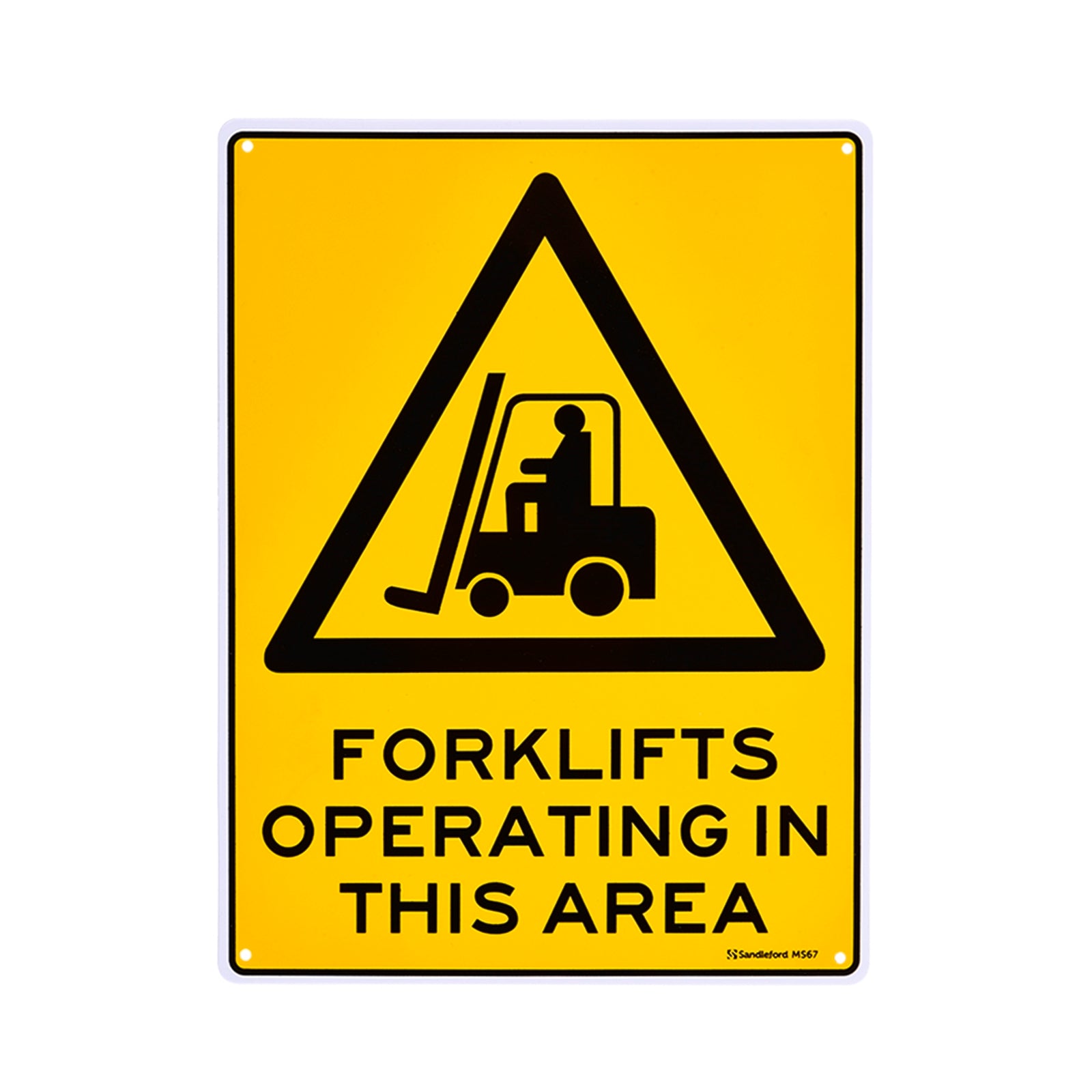 Sandleford Forklift Operating Area Sign 300 x 225mm Polypropylene Yellow/Black