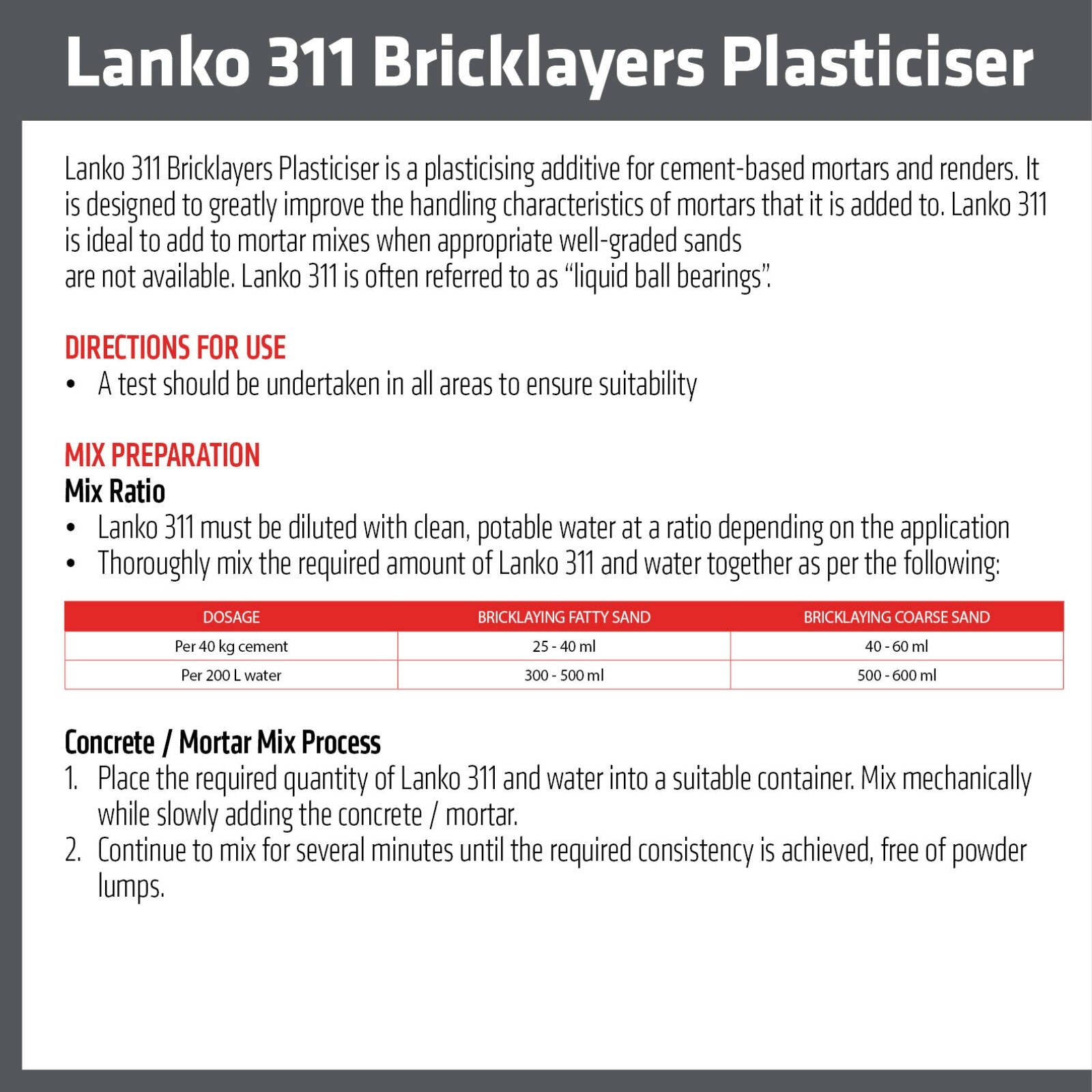 Lanko 311 Bricklayers Plasticiser 5L Clear
