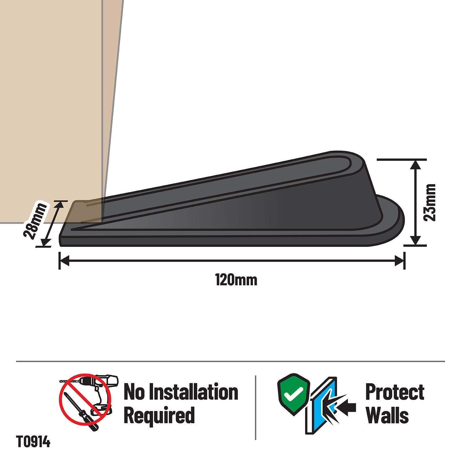 Adoored Large Black Rubber Door Wedge - Weather Resistant