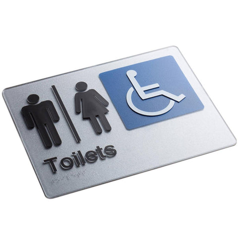 Sandleford Braille Toilet Sign 180 x 235mm Silver Acrylic
