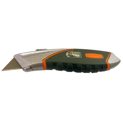 Craftright Retractable Knife with 3 Blades - Alloy Body, Rubber Grip, Lockable