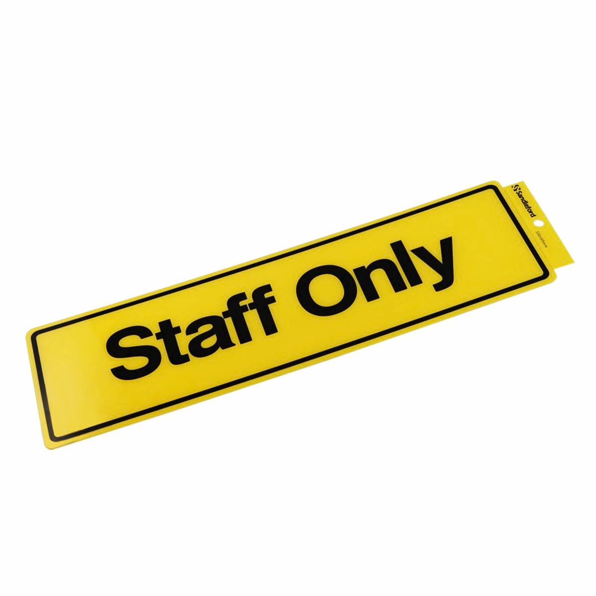 Sandleford 330 x 95mm Staff Only Self Adhesive Sign - Yellow/Black, Weather Resistant