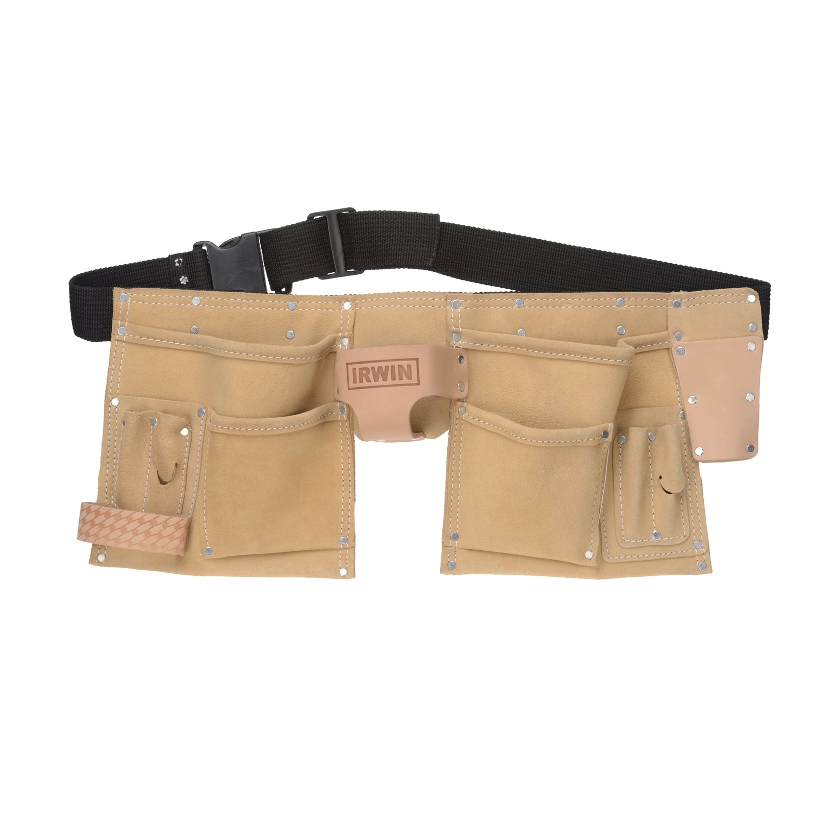 IRWIN 10 Pocket Split Leather Construction Tool Belt with Tape Holder
