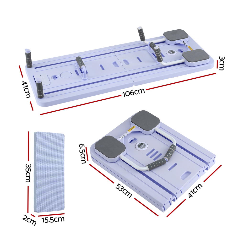 Everfit Pilates Reformer Abdominal Exercise Board 106x41cm Purple, Foldable - SuperSaverAU - view 2