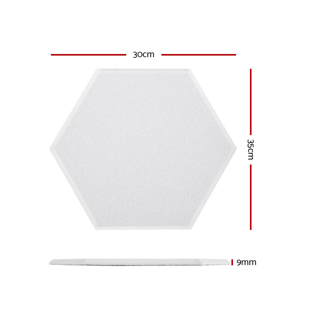 Alpha 12 Pack Hexagon Acoustic Foam Panels 35x30x0.9cm - White