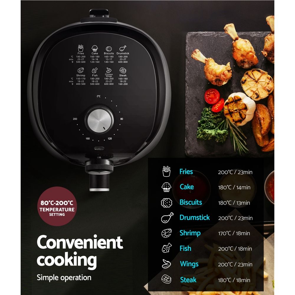 Devanti 2.5L Air Fryer with Knob Control - Black & Silver