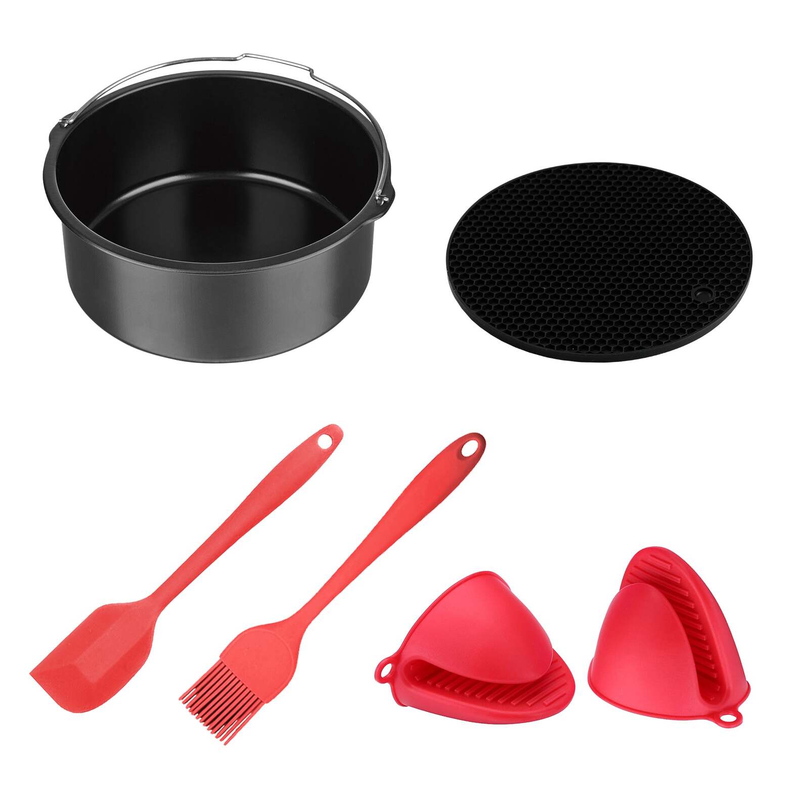 Healthy Choice 5pc 20.3cm Air Fryer Accessory Set - Cake Tin, Mat, Spatula, Brush, Mitts - SuperSaverAU - view 1