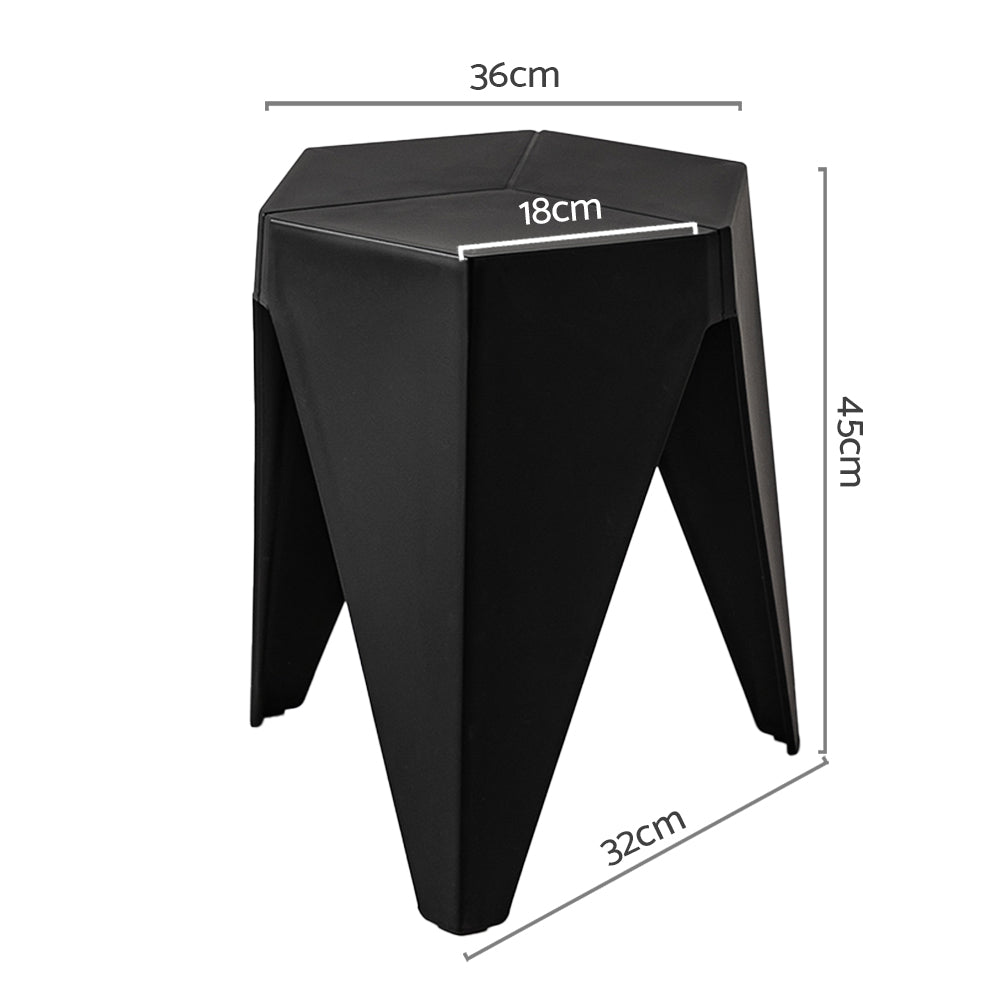 Artiss Set of 2 Stackable Bar Stools - Black Plastic - SuperSaverAU - view 2