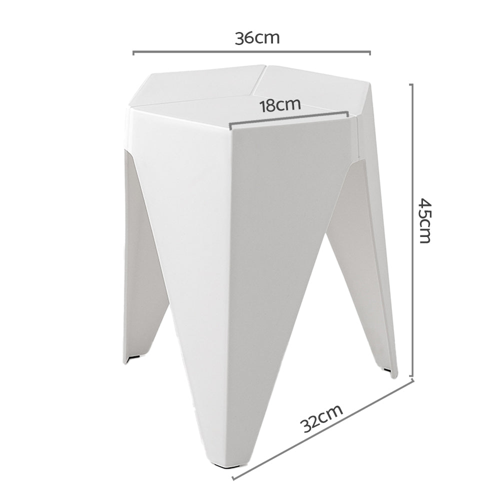 Artiss Set of 2 Stackable Bar Stools - White Plastic - SuperSaverAU - view 2