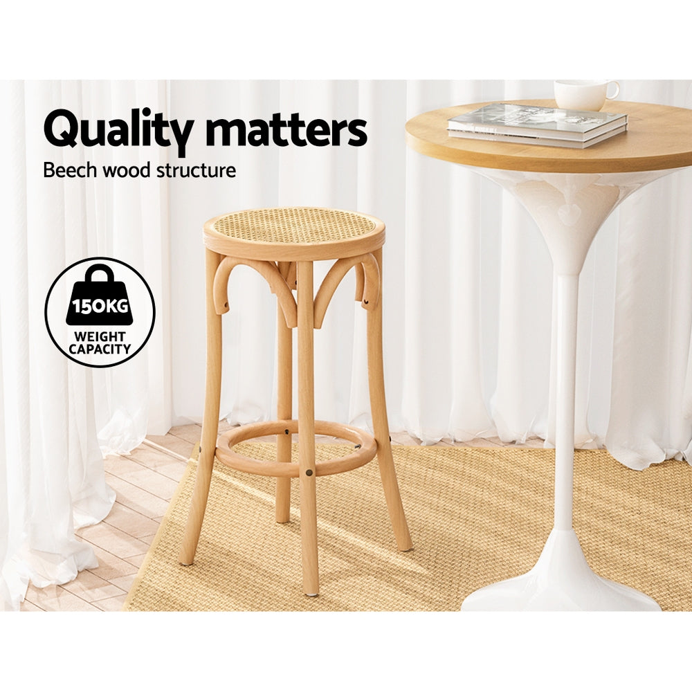 Artiss Apri Rattan Seat Bar Stool - Pine Beechwood Frame - SuperSaverAU - view 5