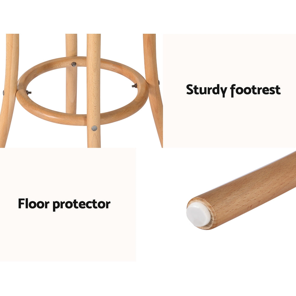 Artiss Apri Rattan Seat Bar Stool - Pine Beechwood Frame - SuperSaverAU - view 6