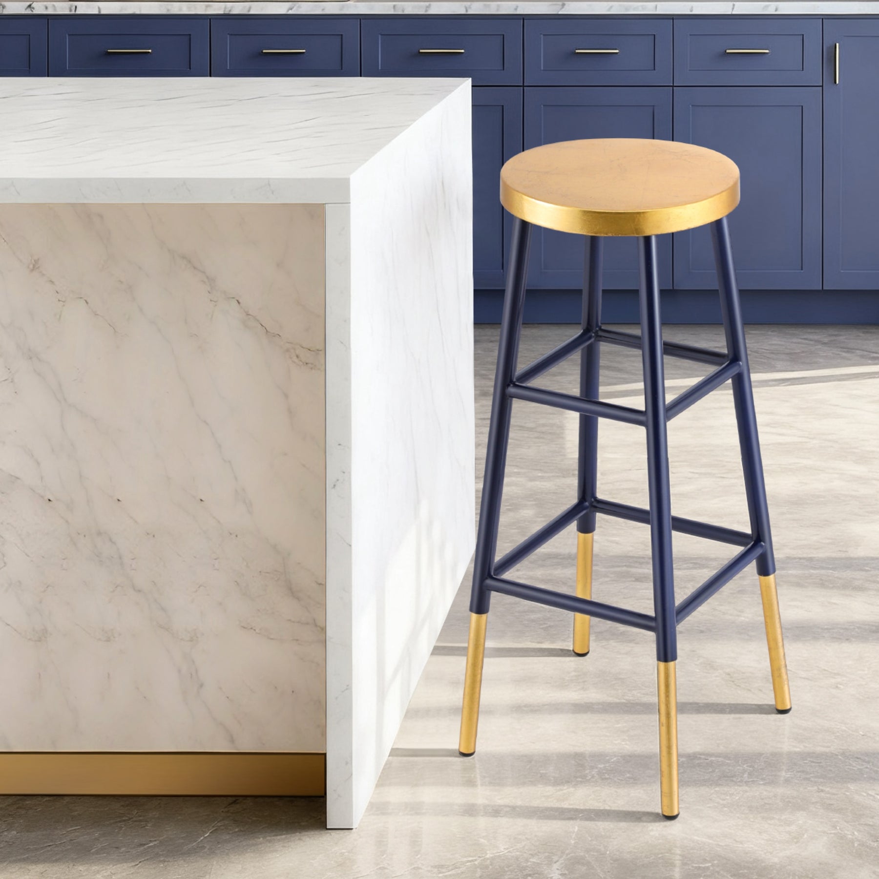 Artiss Bar Stools Metal Gold Navy, 76cm Height, Two-Tone Design, 120kg Capacity - SuperSaverAU - view 7