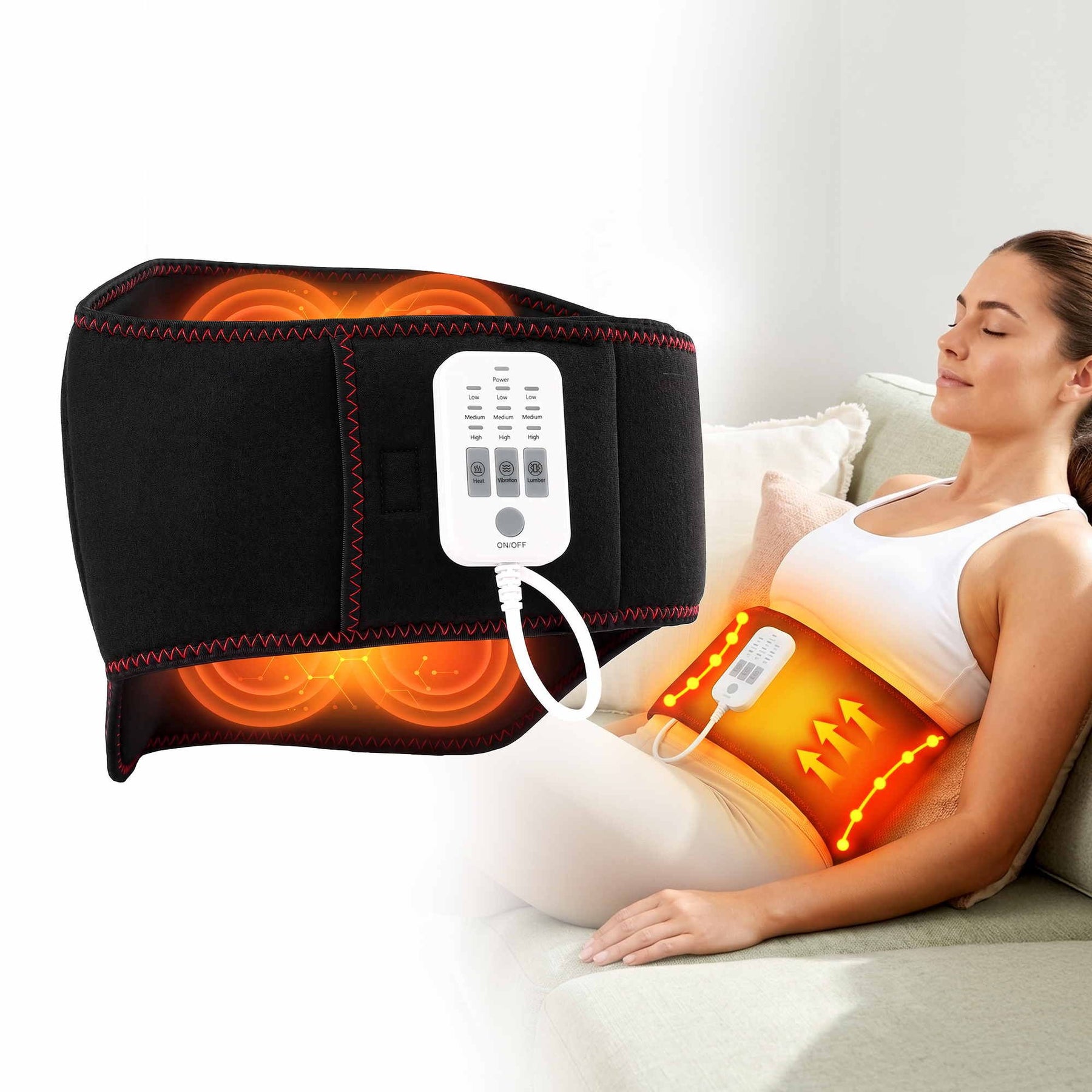 Livemor 124cm Lumbar Support Belt with Airbag Traction Heat and Vibration Massage