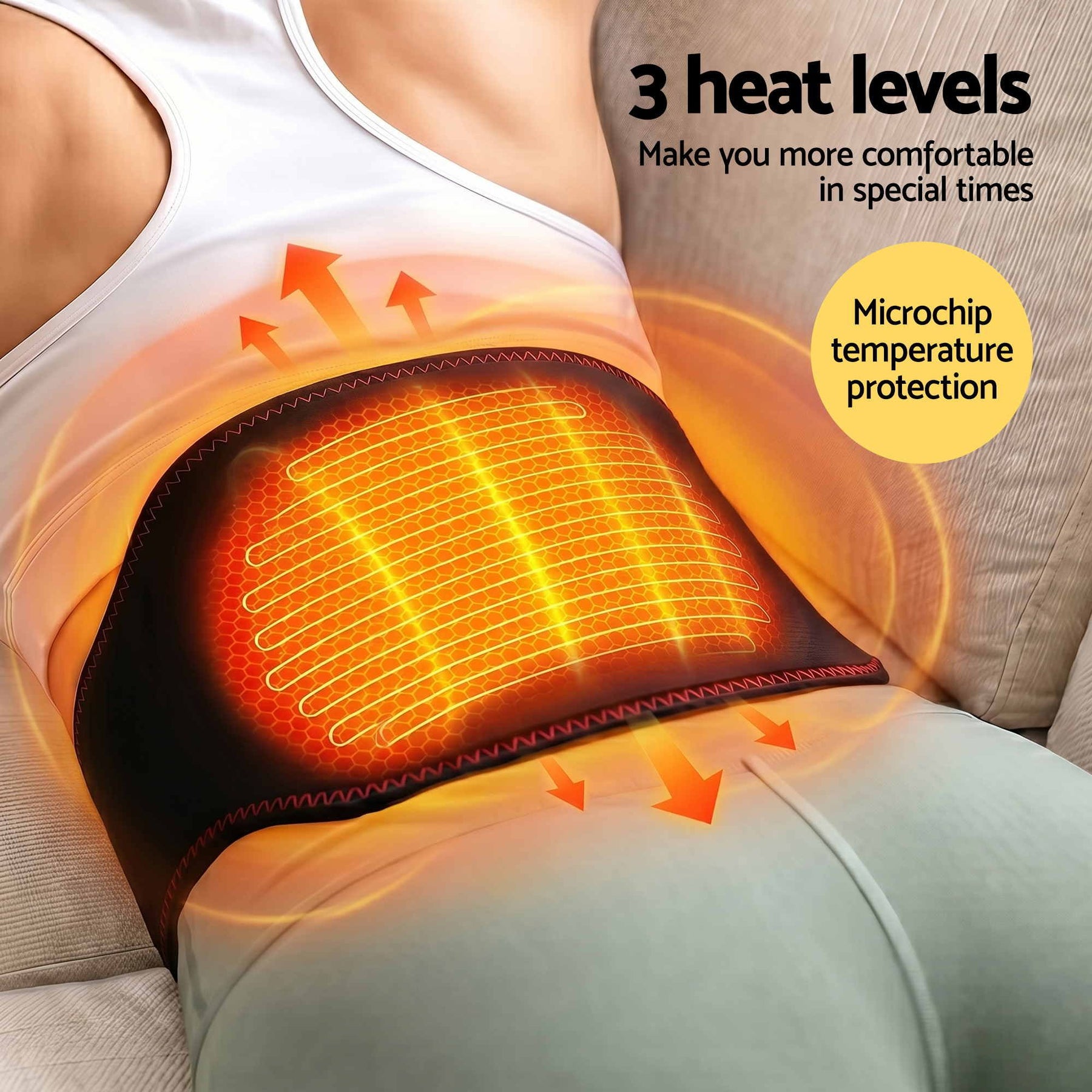 Livemor 124cm Lumbar Support Belt with Airbag Traction Heat and Vibration Massage