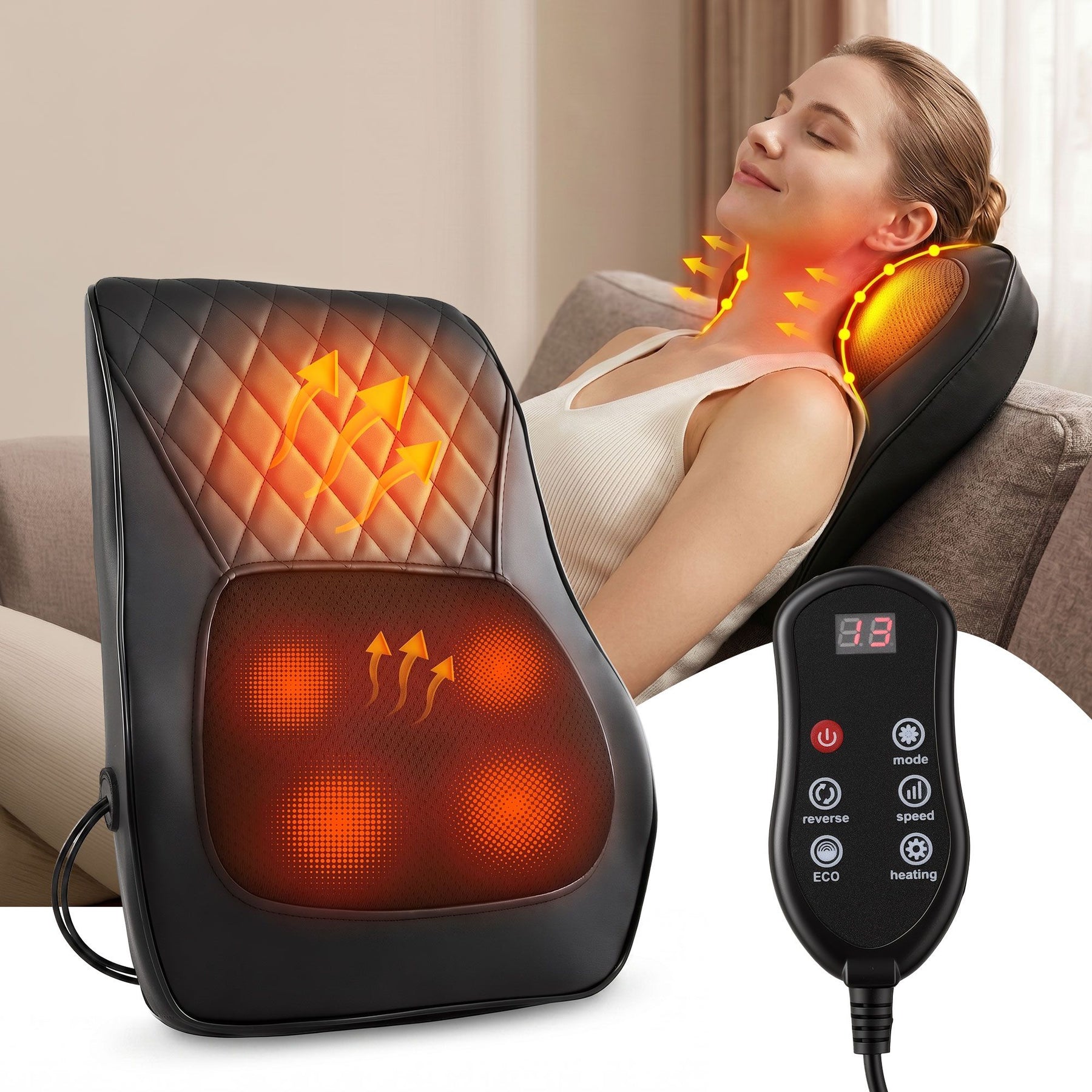 Livemor Large Traction Back Massager with Heat Remote Control and Neck Shoulder Massage