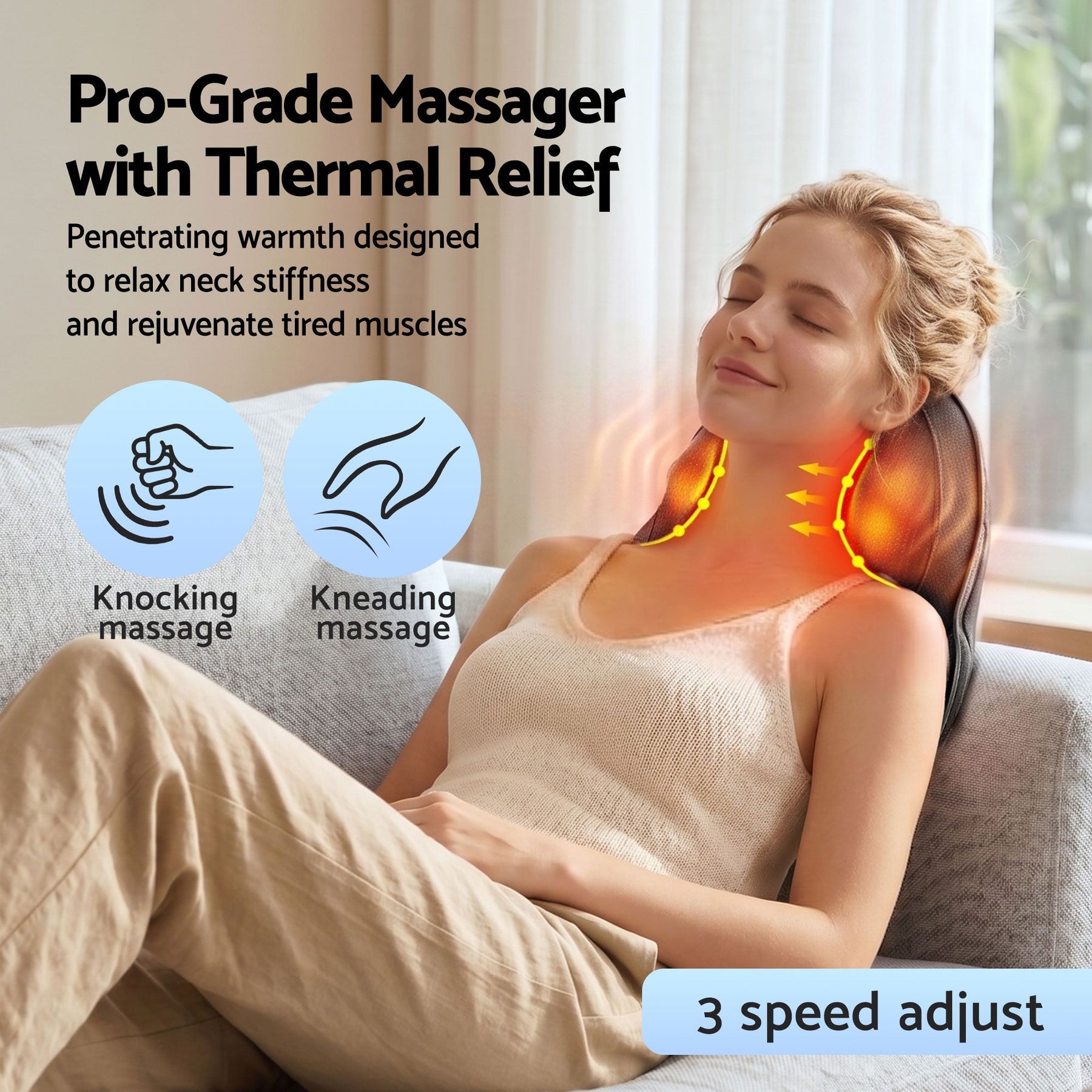 Livemor Cordless Heated Back Massager with Type-C Charging for Neck Shoulders and Lumbar