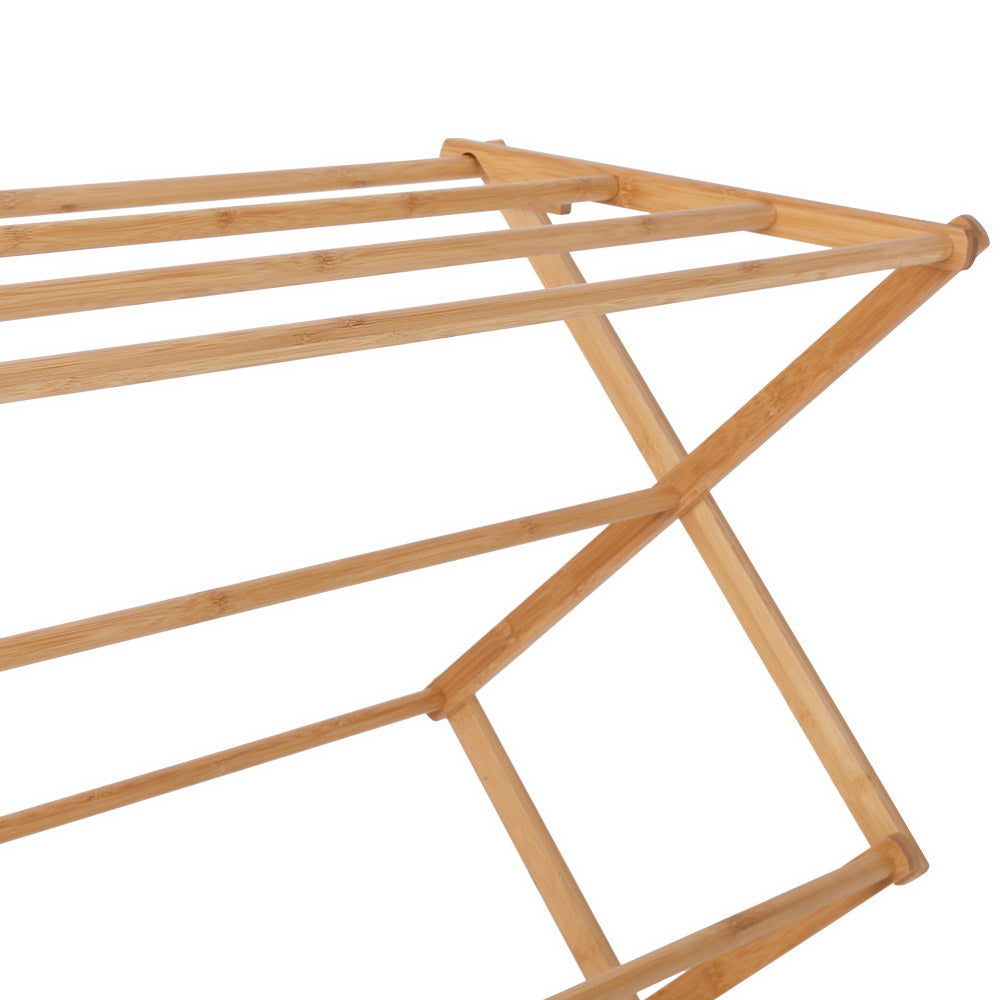 Artiss Bamboo Clothes Rack 74cm x 36cm x 107cm - Eco-Friendly, 11 Hanging Bars - SuperSaverAU - view 4
