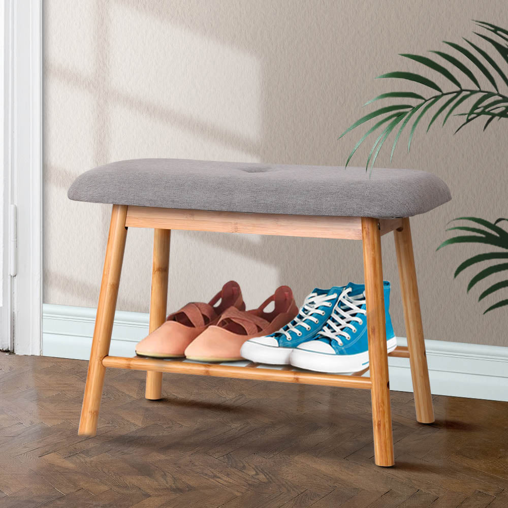 Artiss Shoe Rack Shoe Bench Fabric Seat 2 Pairs - SuperSaverAU - view 7