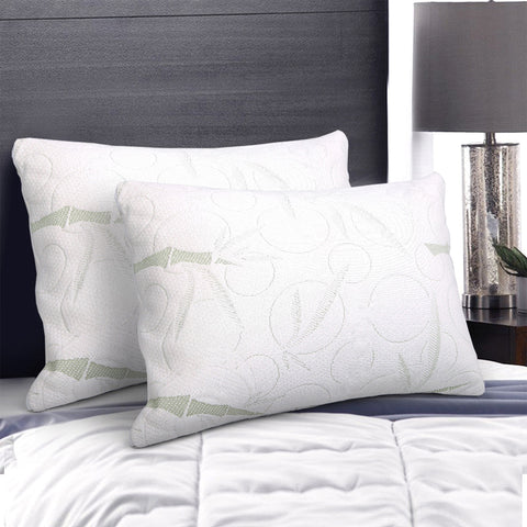 Giselle Bedding Bamboo Fabric Shredded Memory Foam Pillow Twin Pack 70x40 cm - SuperSaverAU - view 1