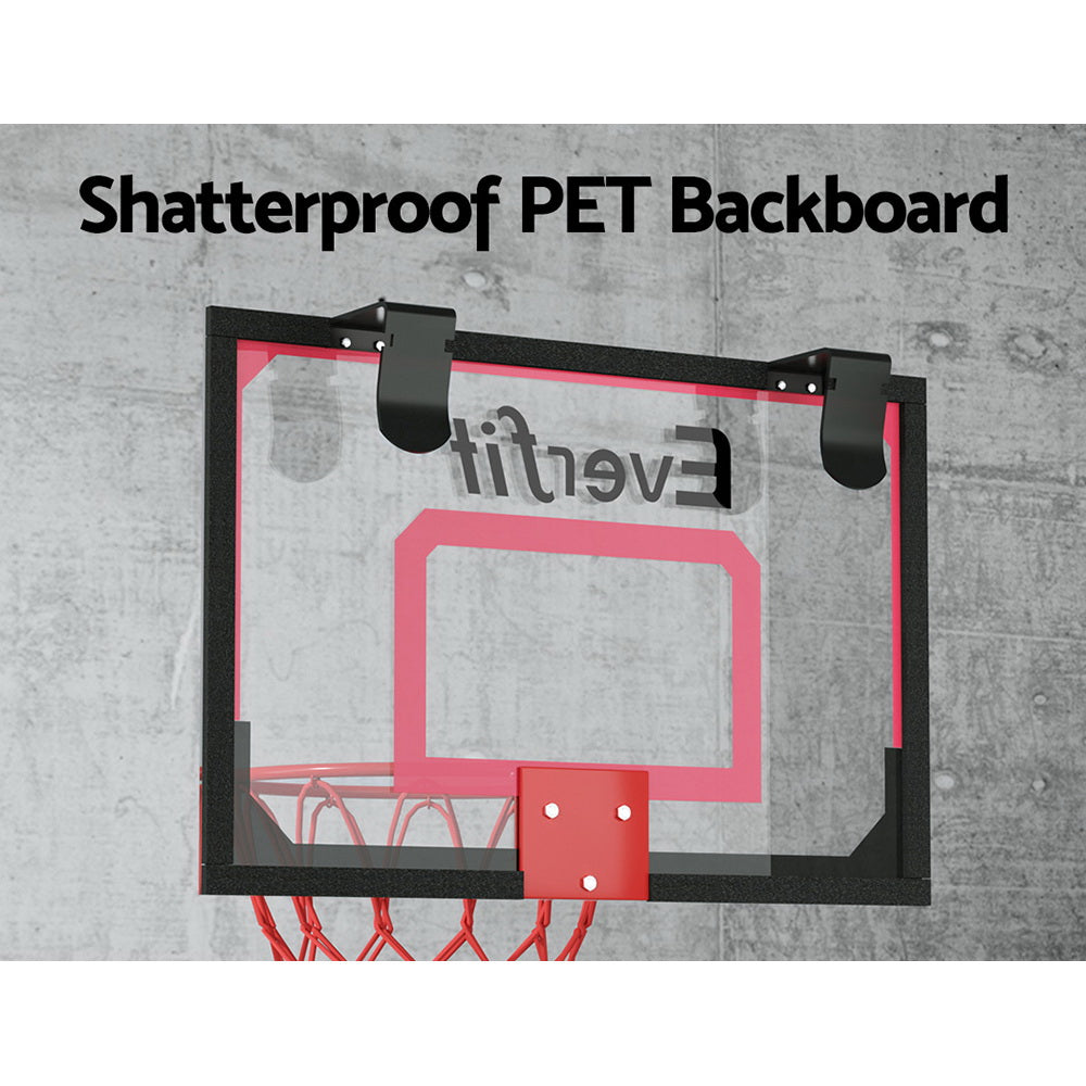 Everfit Mini Basketball Hoop with Shatterproof Backboard, Ball & Pump - Red, 23 Inch