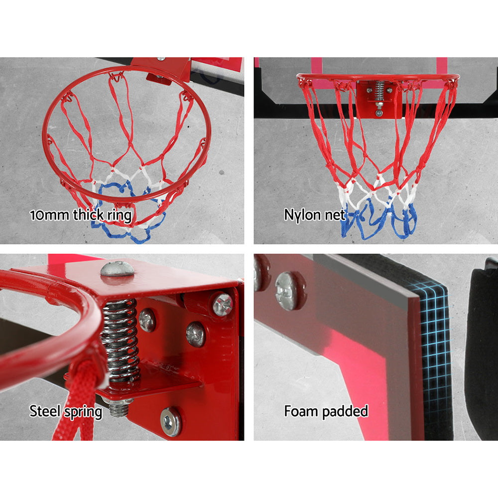 Everfit Mini Basketball Hoop with Shatterproof Backboard, Ball & Pump - Red, 23 Inch