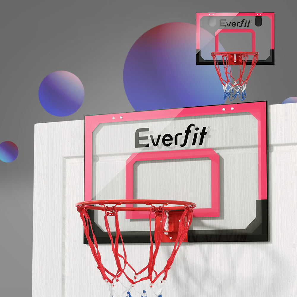 Everfit Mini Basketball Hoop with Shatterproof Backboard, Ball & Pump - Red, 23 Inch