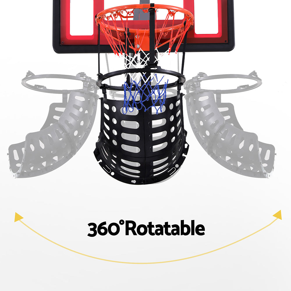 Everfit Basketball Hoop Rebounder with 360° Rotating Ball Return - Black