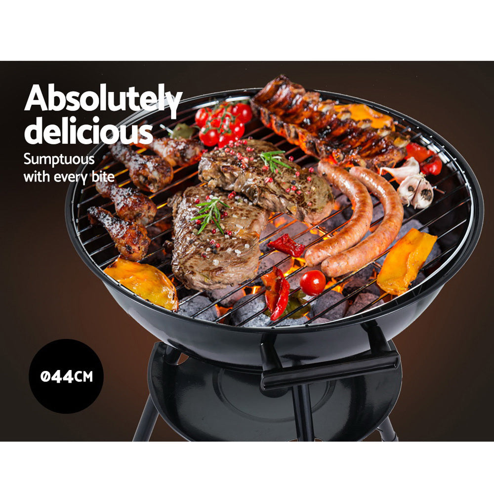Grillz Portable BBQ Smoker, 44cm x 44cm, Chrome-Coated Steel, Portable with Wheels - SuperSaverAU - view 4