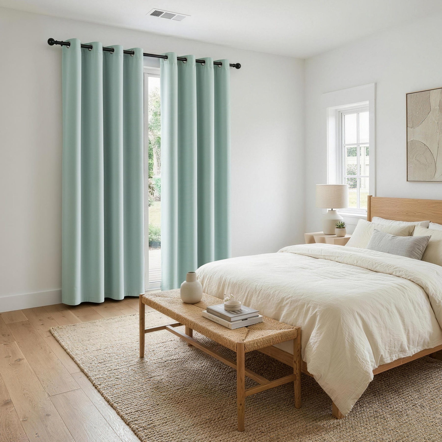 Artiss Blockout Eyelet Curtains – Green 132 x 213cm 2 Panels, Thermal Insulated