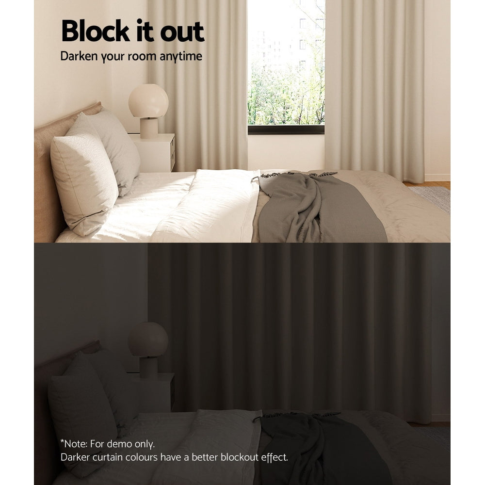 Artiss Blockout Curtains Eyelet 140x230cm Beige, Thermal Insulation, Noise Reduction - SuperSaverAU - view 4