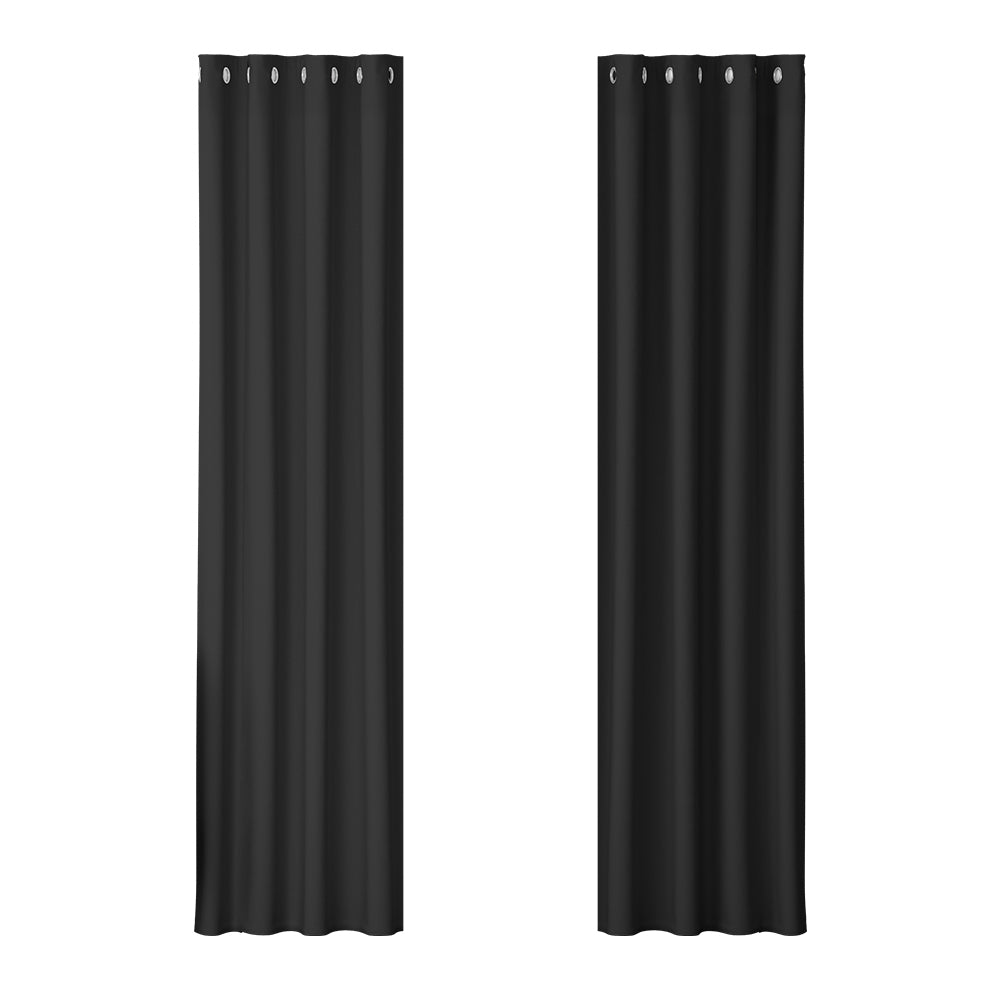 Artiss Blockout Curtains Eyelet 140x230cm Black, Thermal Insulation, Noise Reduction - SuperSaverAU - view 1