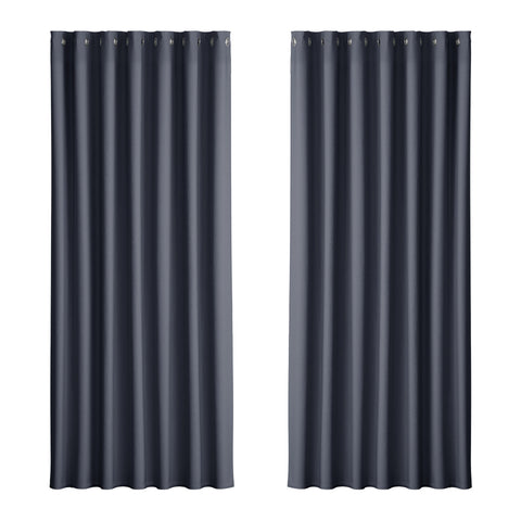 Artiss Blockout Curtains Eyelet 240x230cm Charcoal - Thermal Insulation, Noise Reduction - SuperSaverAU - view 1