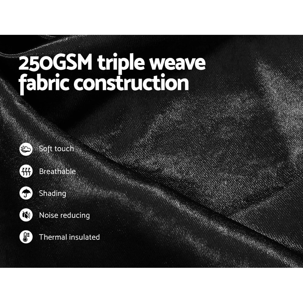 Artiss Blockout Curtains Eyelet 140x230cm Black Shine - Thermal Insulation, Noise Reduction - SuperSaverAU - view 4