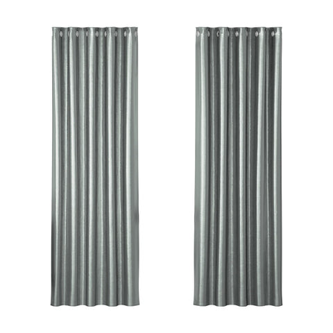 Artiss Blockout Curtains Eyelet 180x213cm Grey Shine, Thermal Insulation, Noise Reduction - SuperSaverAU - view 1