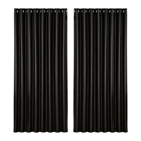 Artiss Blockout Curtains Eyelet 300x230cm Black Shine, Thermal Insulation, Noise Reduction - SuperSaverAU - view 1
