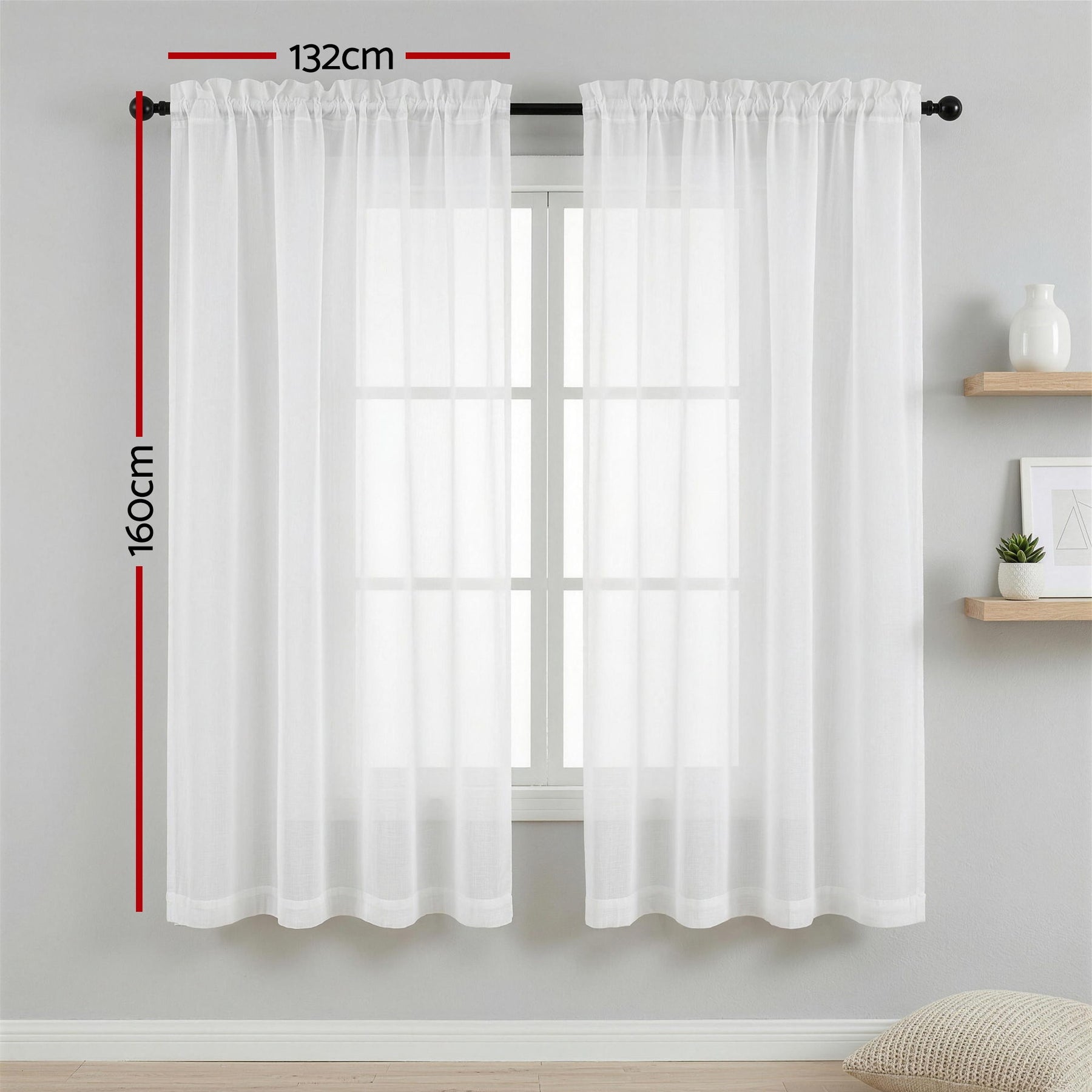 Artiss Blockout Curtains 2X 132x160cm Light Filtering Window Drapes Rod Pocket - SuperSaverAU - view 3