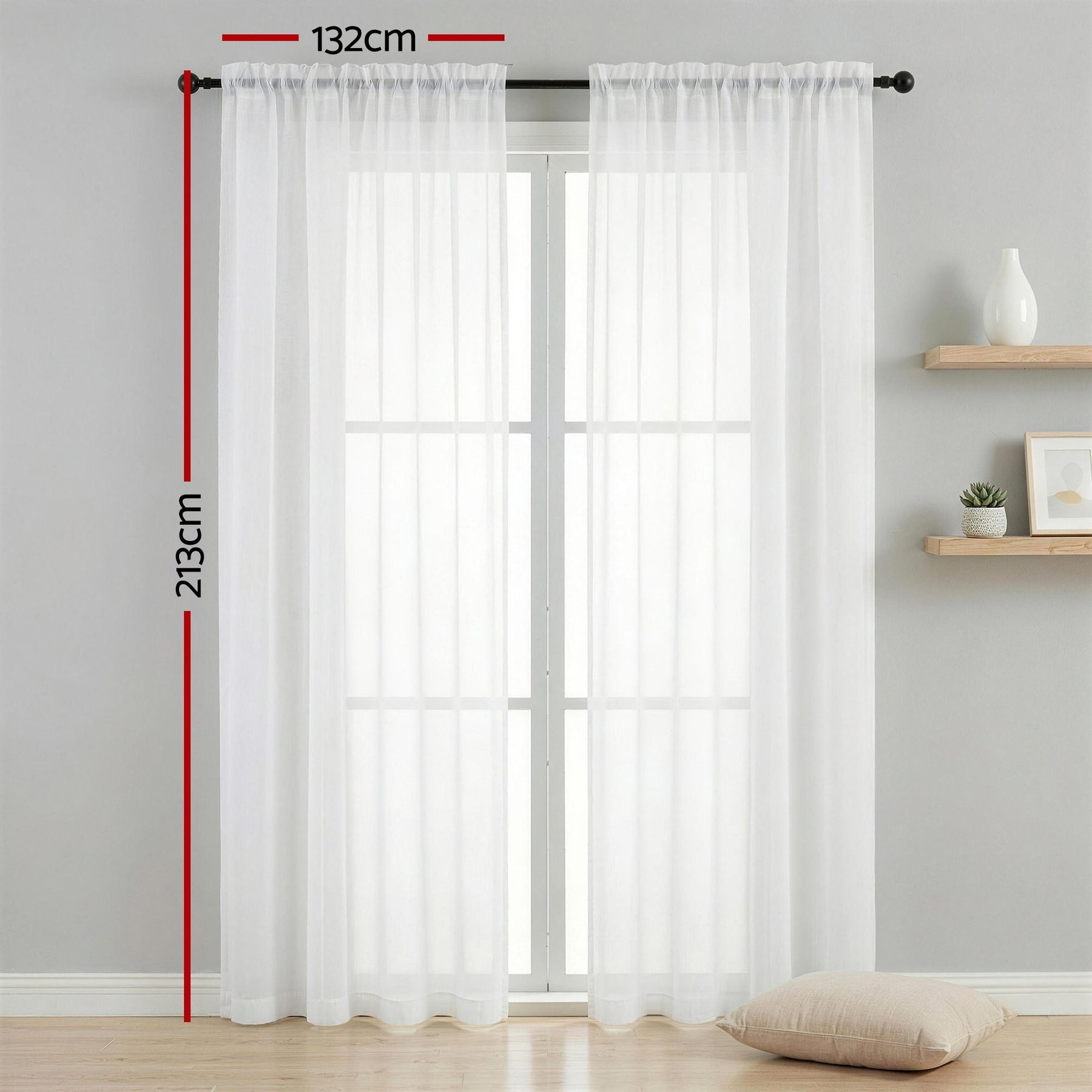 Artiss Blockout Curtains 2X 132x213cm Light Filtering Window Drapes Rod Pocket - SuperSaverAU - view 3