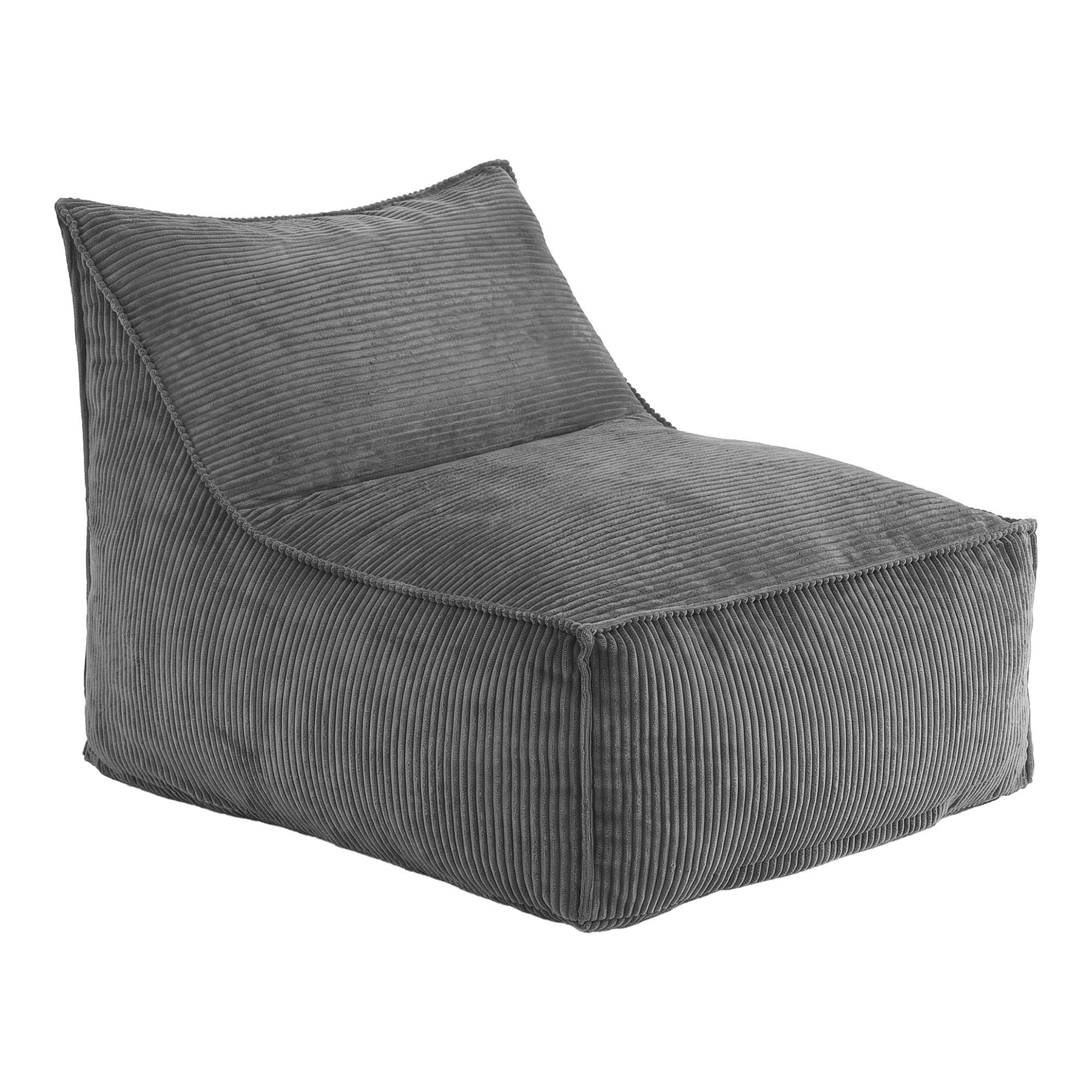 Artiss Corduroy L-Shaped Bean Bag Chair Cover - Grey