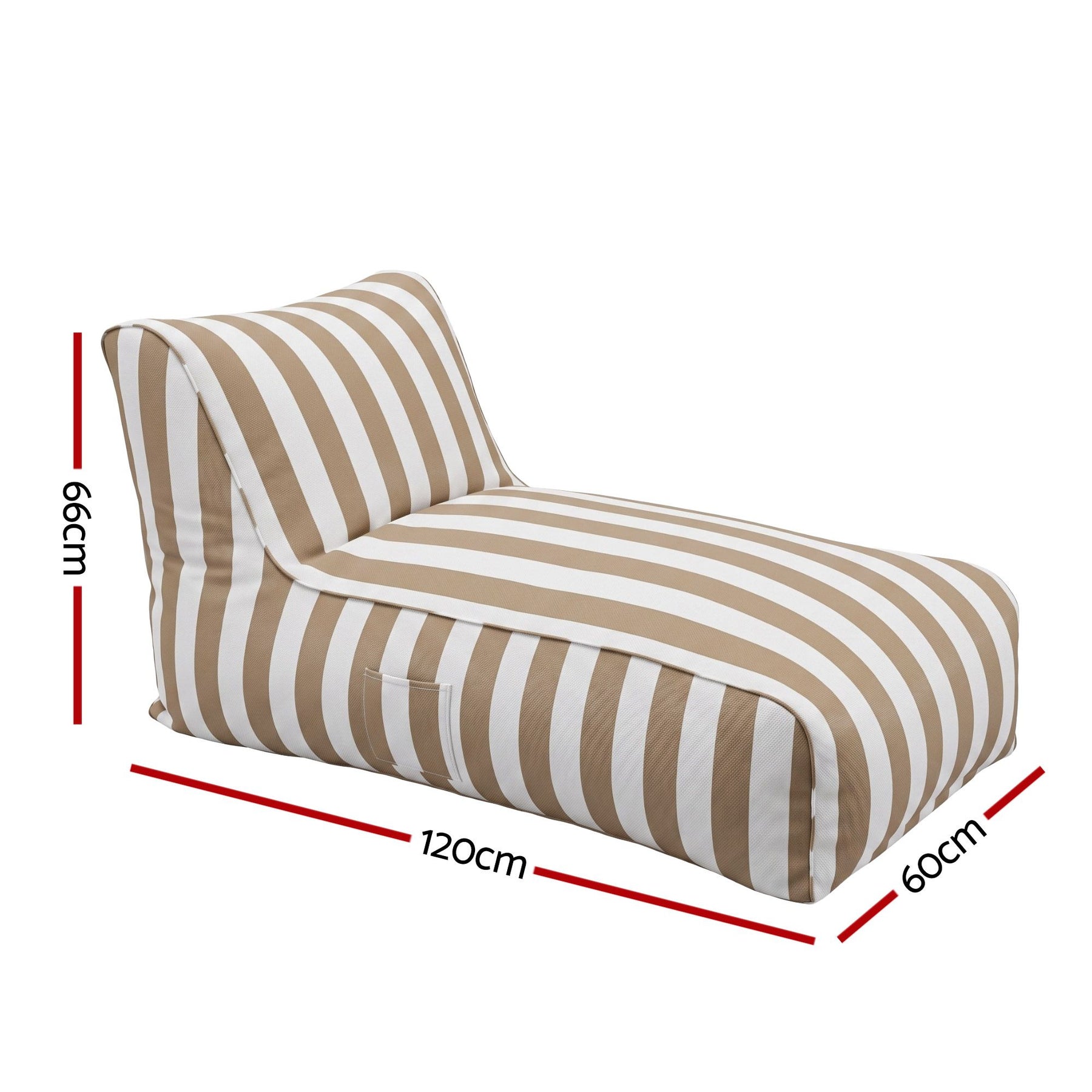 Artiss Outdoor L-Shaped Bean Bag Chair Cover - Taupe & White