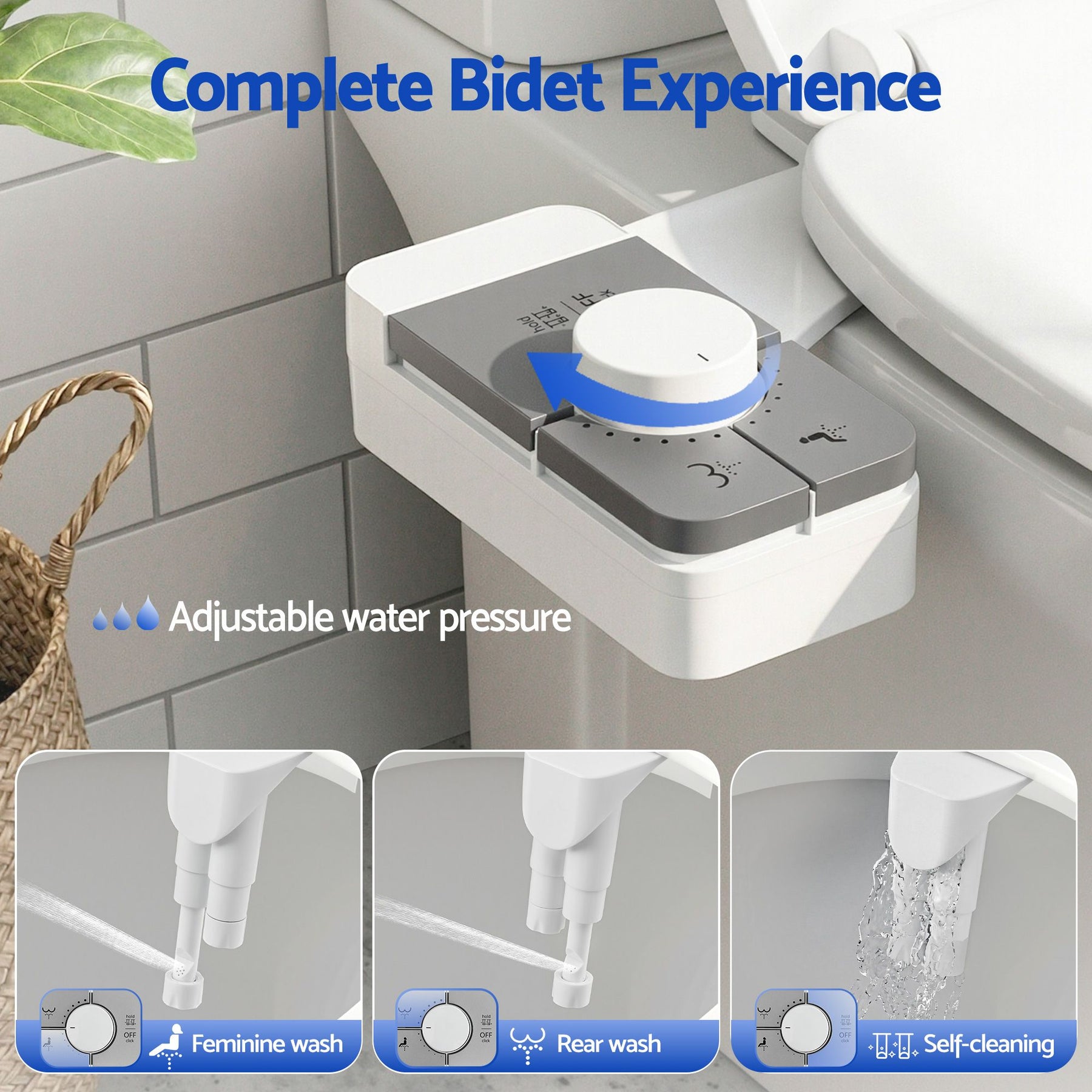 Cefito Non-Electric Ultra-Slim Bidet Attachment Detachable Bidet with Dual Nozzle Frontal & Rear Wash Adjustable Water Pressure Cold Water Toilet Bide - SuperSaverAU - view 5