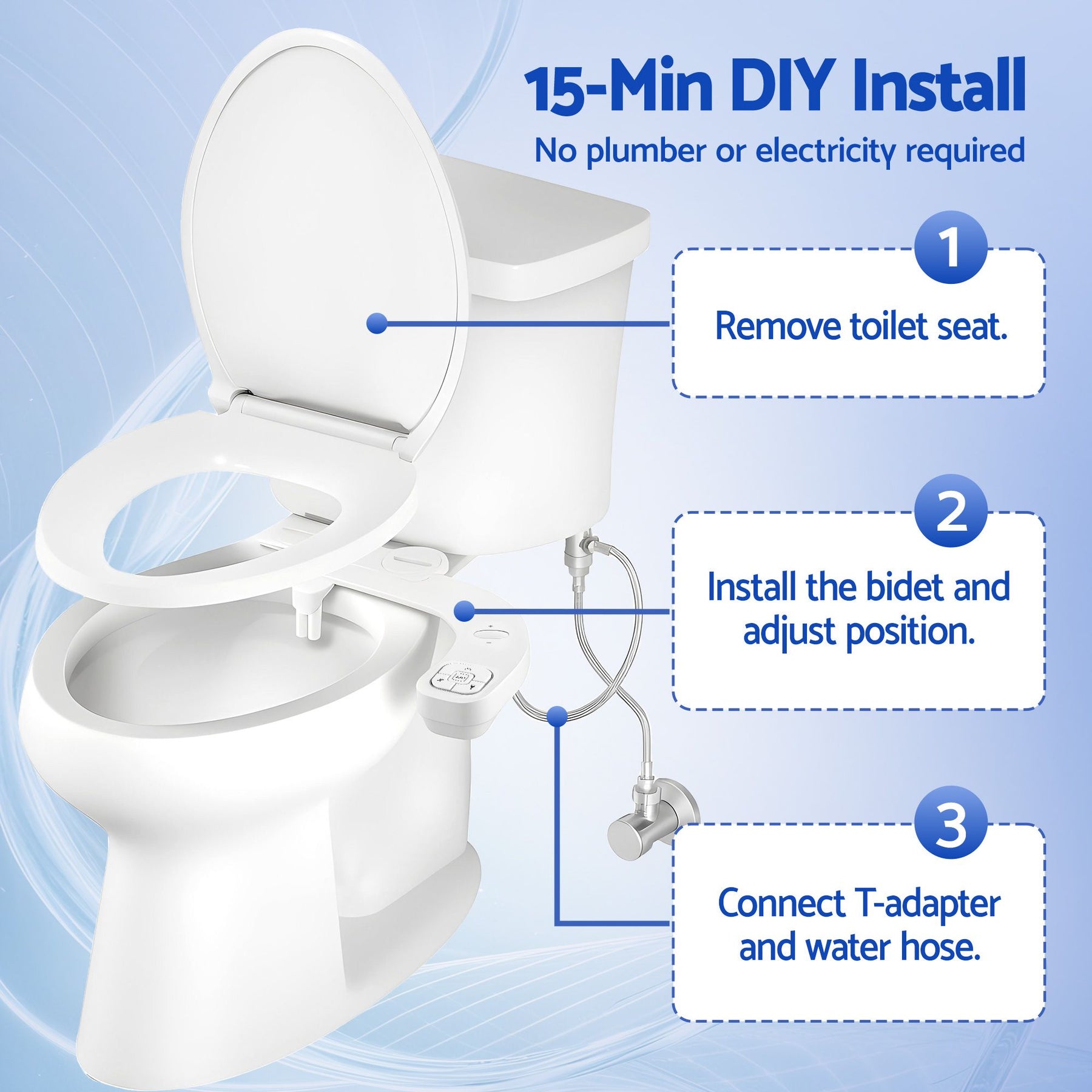 Cefito Ultra-Slim Bidet Attachment Detachable Bidet with Self-Cleaning Dual Nozzle Non-Electric Adjustable Water Pressure, Cold Water Toilet Bide - SuperSaverAU - view 7