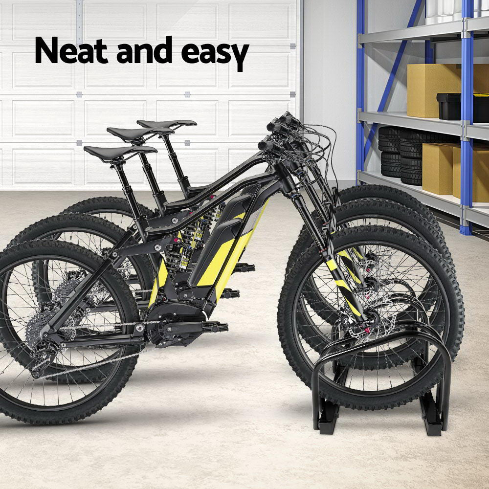 Weisshorn 3 Bike Stand Rack Bicycle Storage Floor Parking Holder Cycling Black - SuperSaverAU - view 3