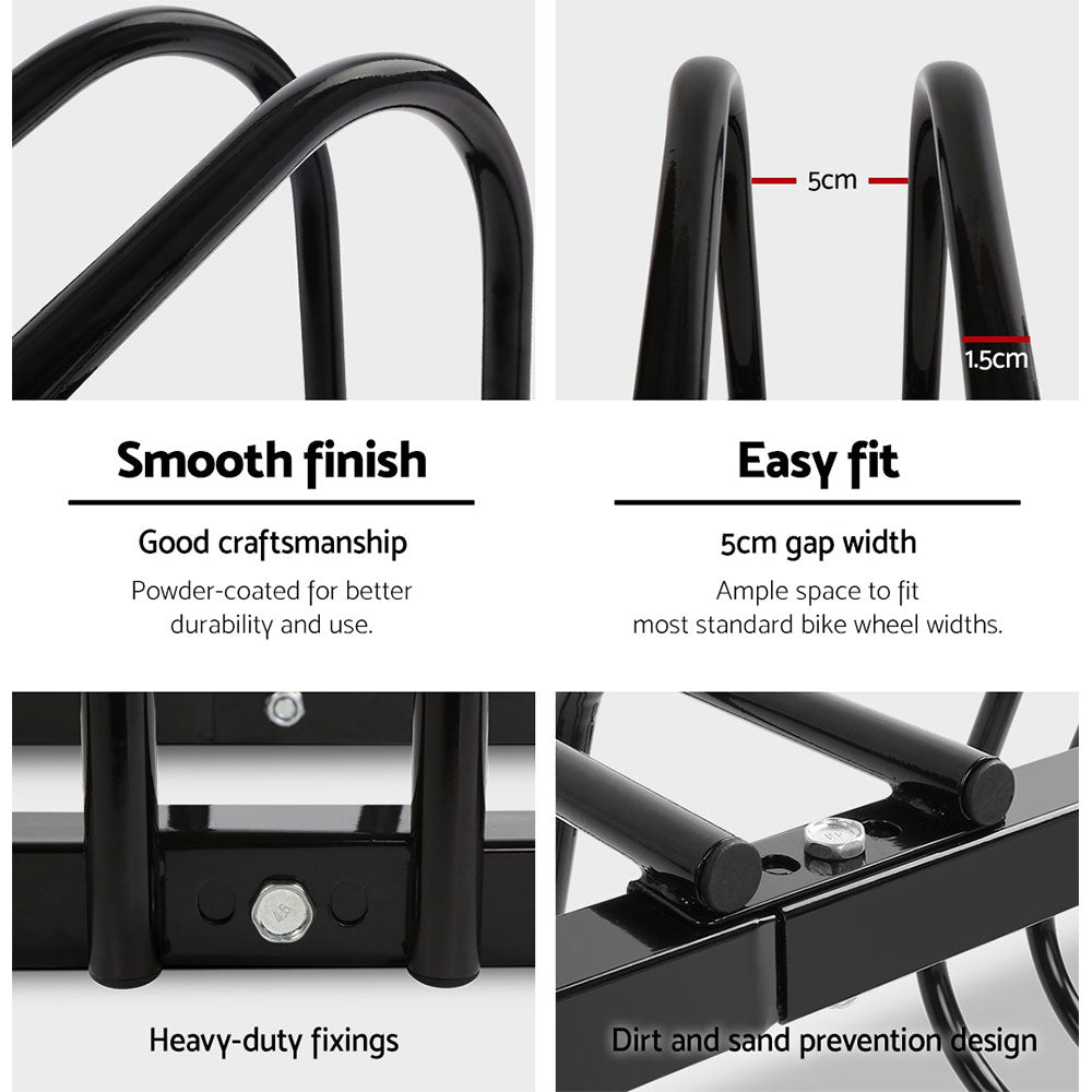 Weisshorn 3 Bike Stand Rack Bicycle Storage Floor Parking Holder Cycling Black - SuperSaverAU - view 5
