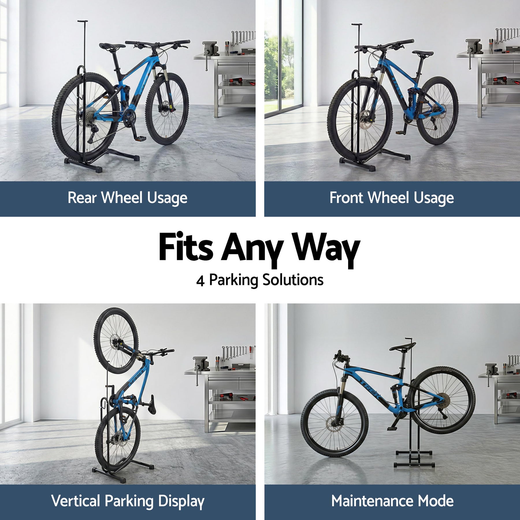 Weisshorn Black 4-in-1 Vertical Bike Stand with Adjustable Height