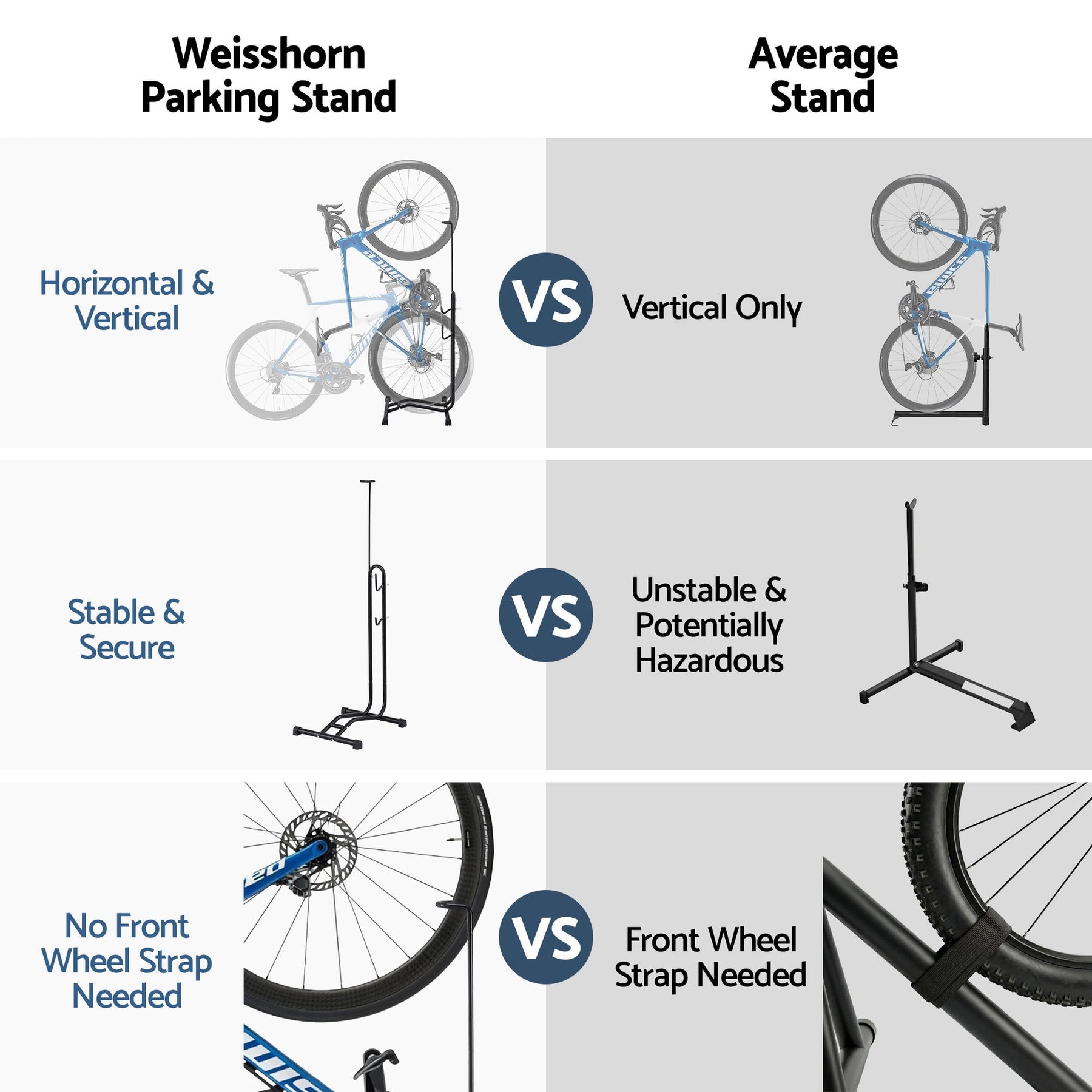 Weisshorn Black 4-in-1 Vertical Bike Stand with Adjustable Height
