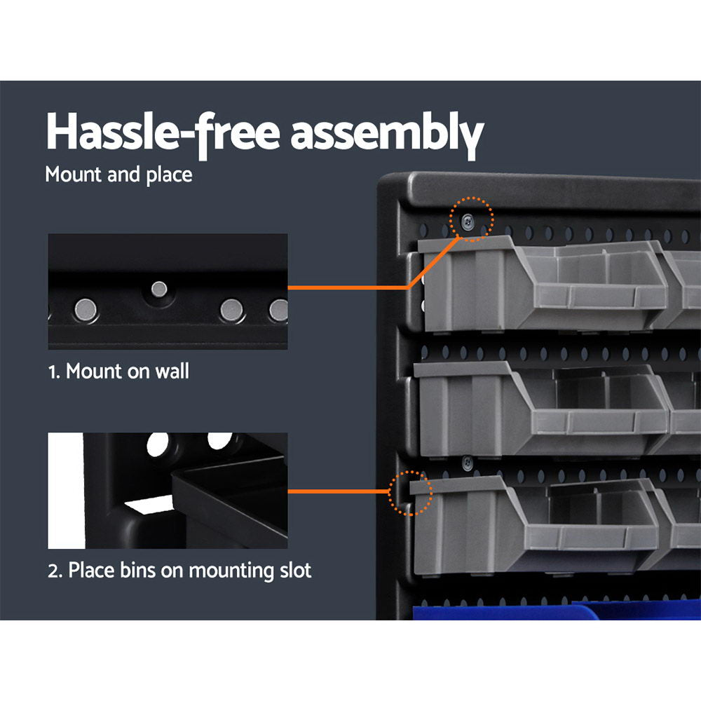 Giantz 30 Storage Bin Rack Wall Mounted - SuperSaverAU - view 6