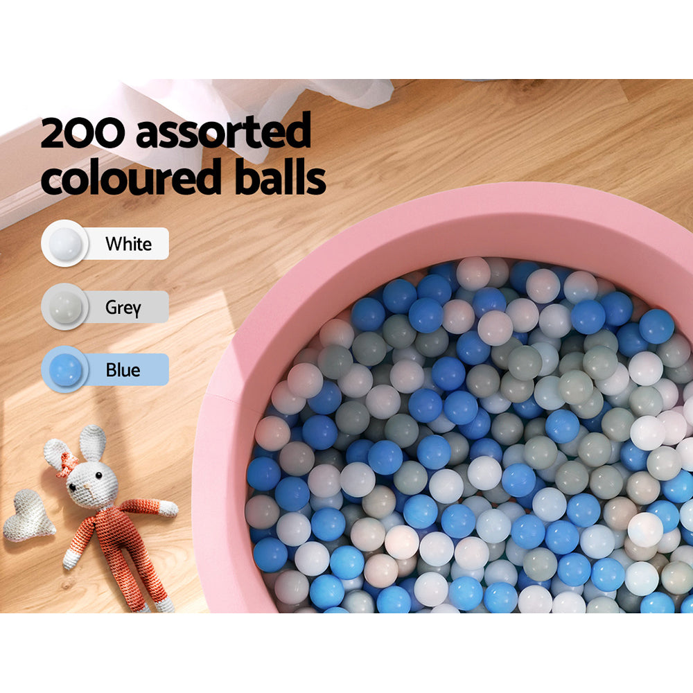 Keezi Kids Ball Pit 90x30cm Pink Foam Play Pool with 200 Balls, EN71 Approved - SuperSaverAU - view 6