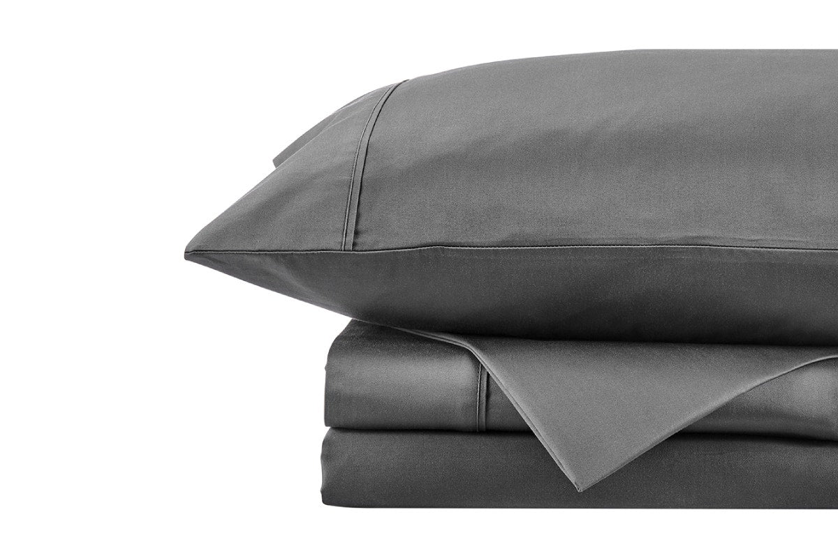 Brosa 100% Sateen Cotton Sheets (Charcoal, Double)