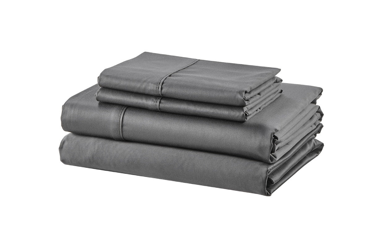 Brosa 100% Sateen Cotton Sheets (Charcoal, Double)