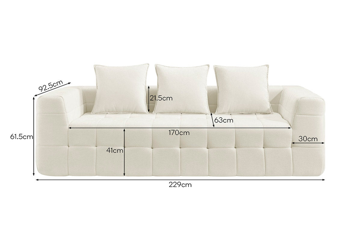 Brosa Cloud 3 Seater Compressed Sofa (Beige)